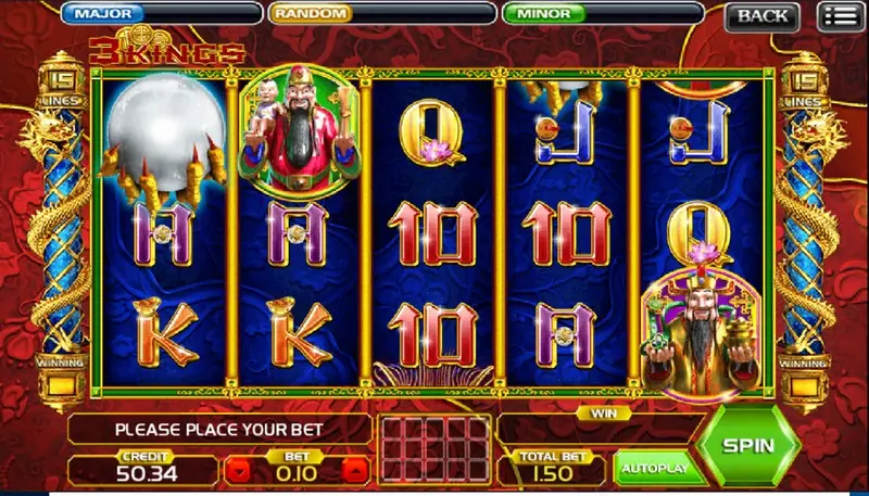 3 Kings reels with the three kings and gift symbols in a Chinese frame