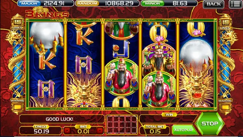 3 Kings main game screen showing the bet controls