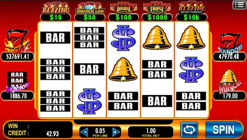777 Blazing three-reel slot with flaming sevens