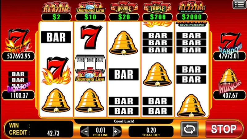 777 Blazing three-reel layout in the ACE333 app