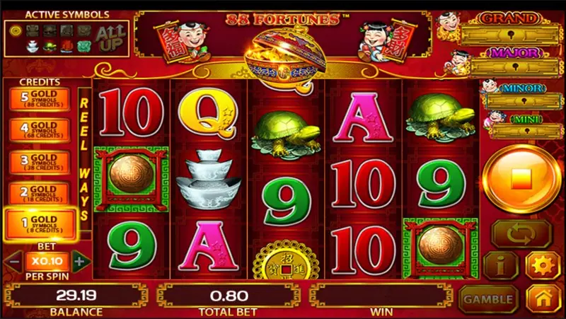 88 Fortune jackpot panel
