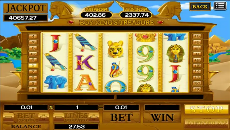 Boy King's Treasure base game reels before the free games