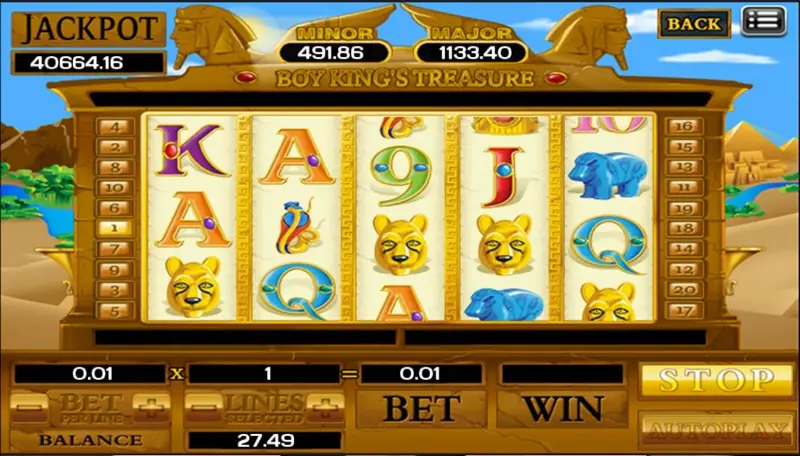Help screen describing the Boy King's Treasure free game rules