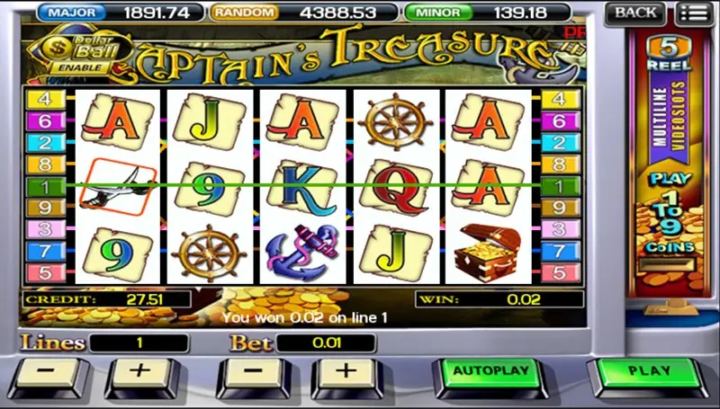 Captain's Treasure bonus total screen after the free spins