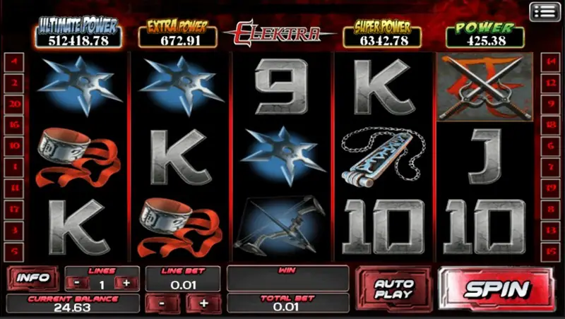 Elektra free spins bonus screen