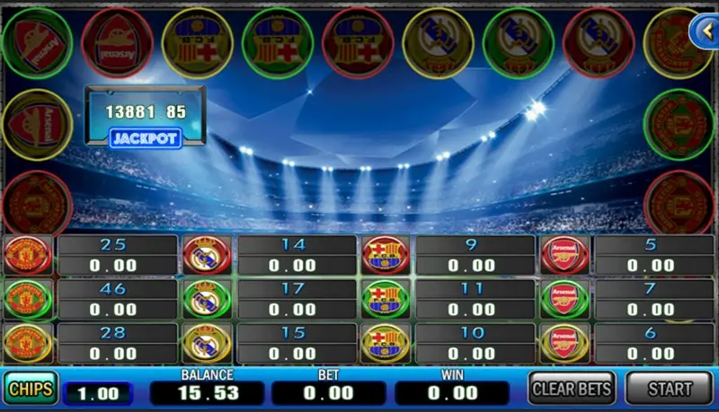 Football Boys main screen with football players and bet controls