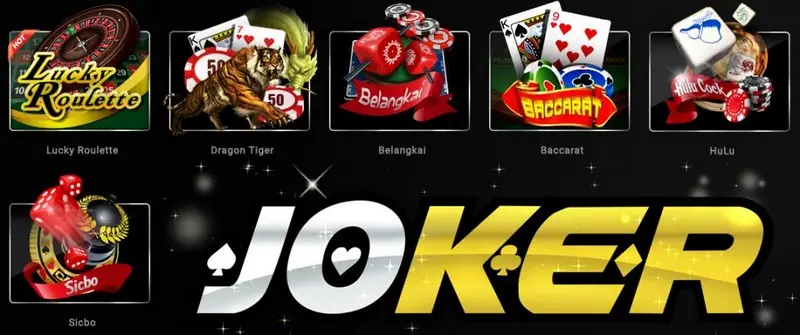 Joker123 casino app banner with the joker logo and slot artwork