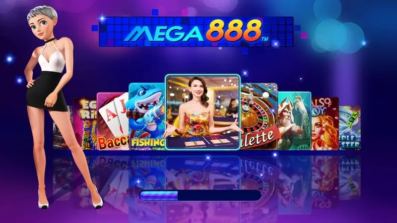 Mega888 casino app banner with the Mega888 logo