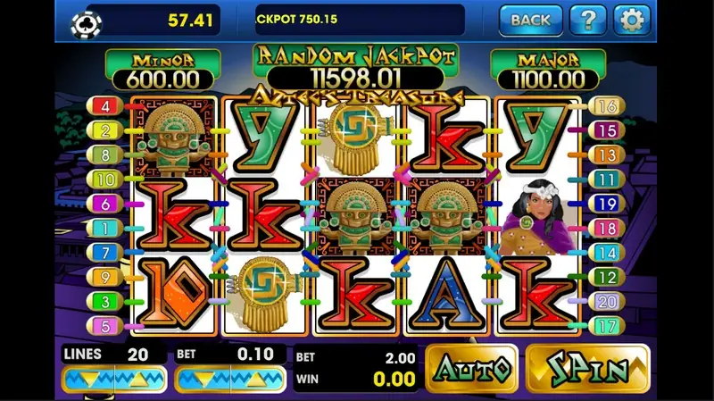 Aztec's Treasure reels with brightly coloured Aztec symbols