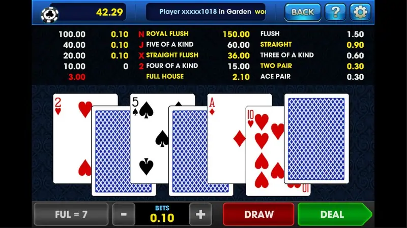 Bola Tangkas game console on 3Win8 showing a seven-card hand