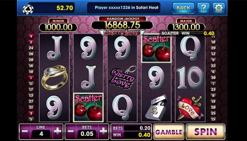 Cherry Love free spin bonus game screen