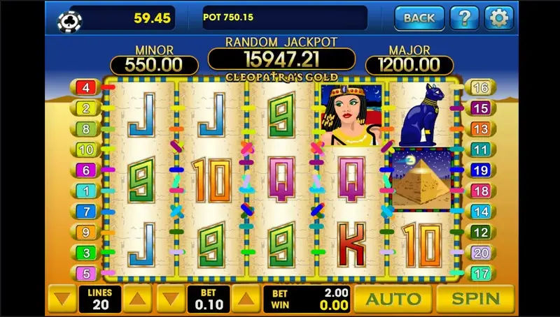 Cleopatra's Gold reels with the Cleopatra wild on a winning line