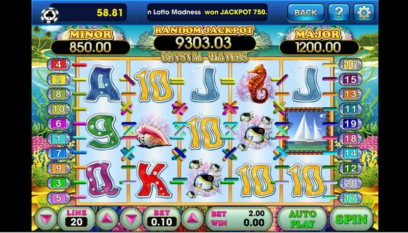 Crystal Waters reels on 3Win8 with realistic ocean symbols