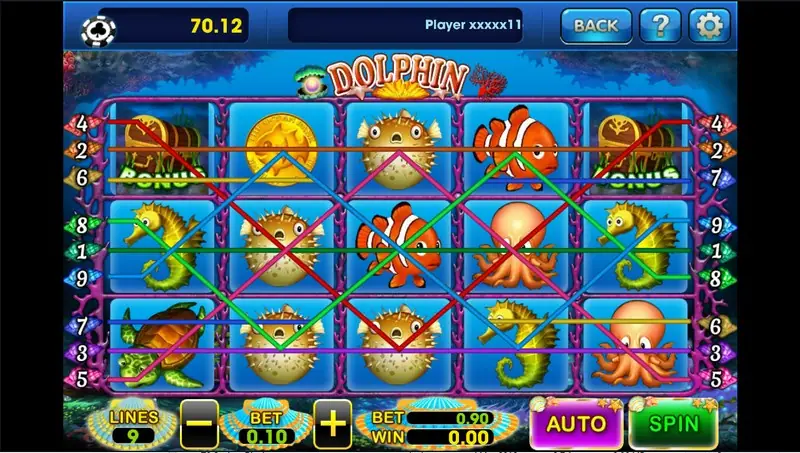 Dolphin Treasure reels with dolphins and coral reef symbols
