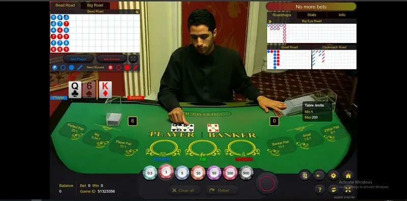 Ezugi baccarat dealer laying out the Player and Banker hands