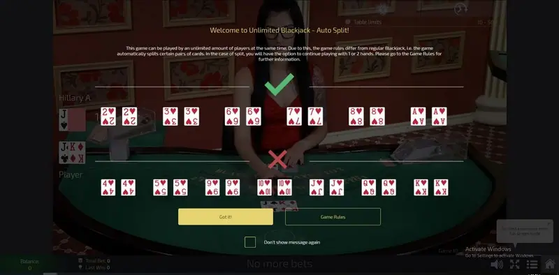 Ezugi blackjack table showing player hand totals and the dealer's up card