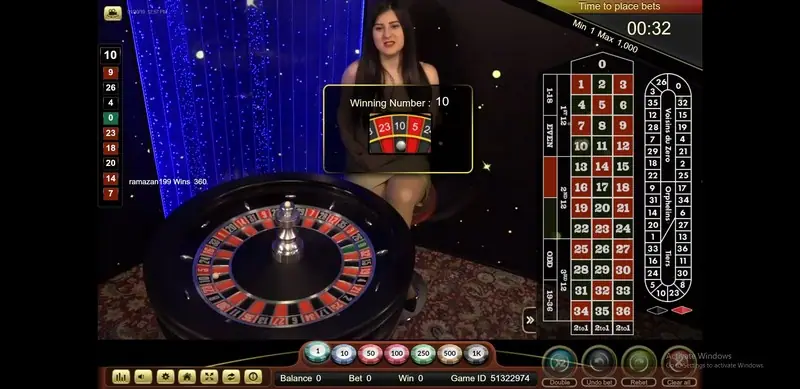 Winning number display after a spin at the Ezugi roulette table