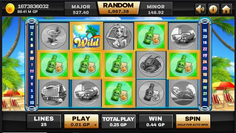 Miami game screen during a winning spin on Joker123