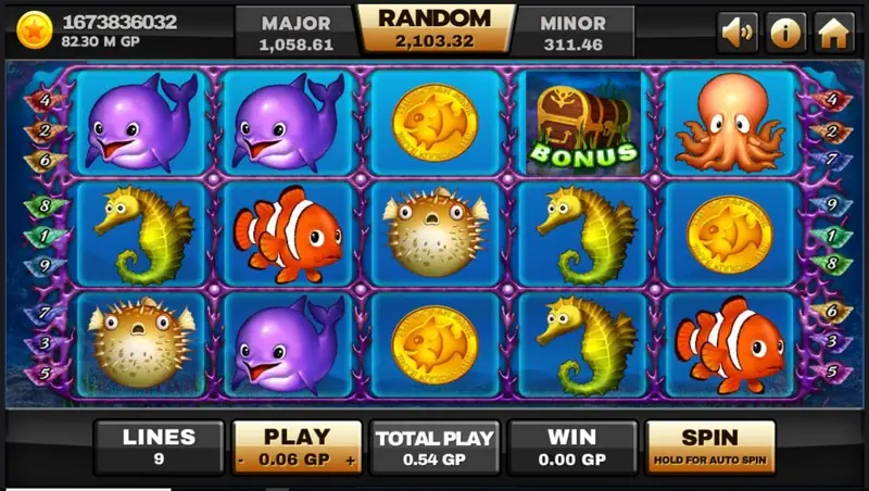 Ocean Paradise slot on Joker123 with fish, crabs and sharks underwater