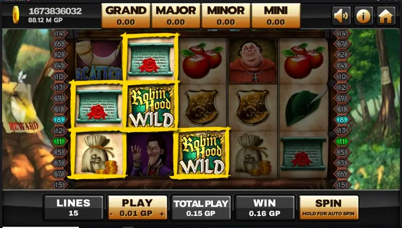 Robin Hood paytable on Joker123 showing line wins and symbols