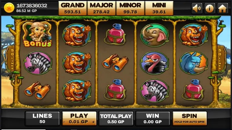 Safari Life slot on Joker123 with a jungle scene behind the reels
