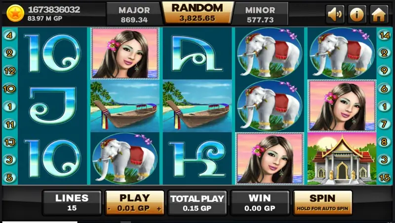 Thai Paradise slot on Joker123 with a tropical Thai beach behind the reels