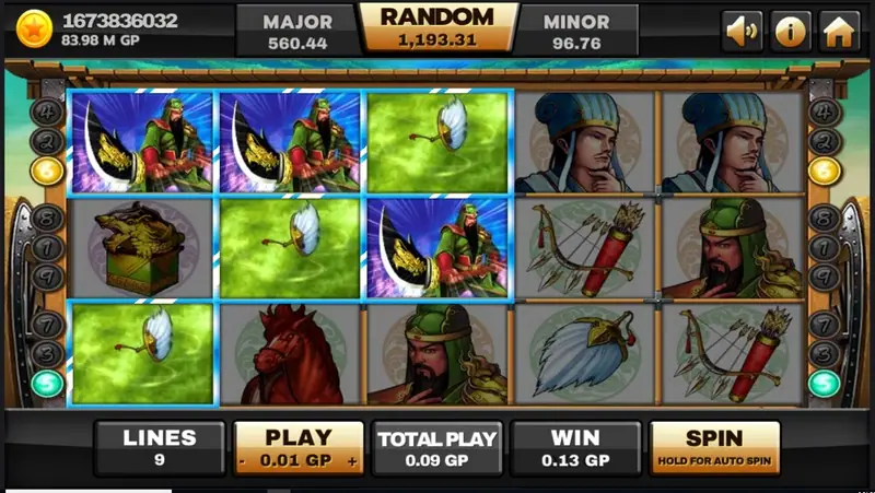 Three Kingdoms game screen with a Han dynasty style background