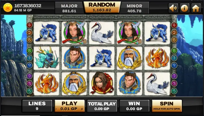 Thun Ten God slot on Joker123 with mythical creatures on the reels