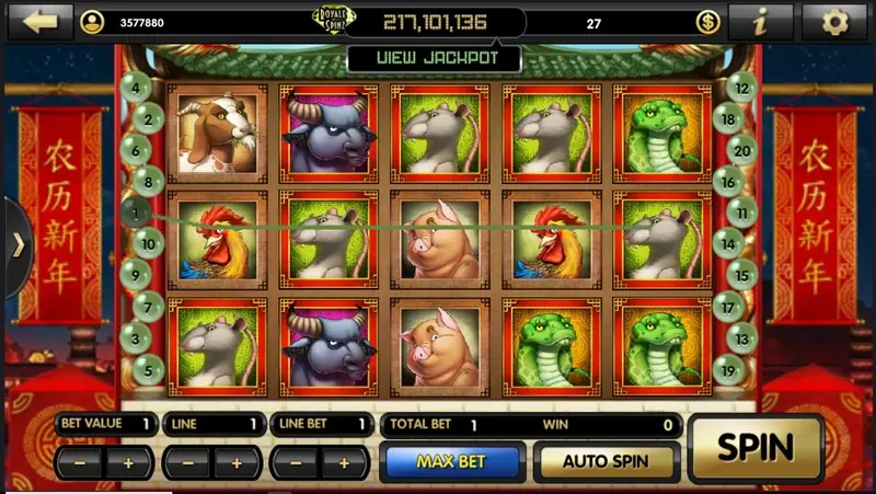 Live22 Chinese New Year slot with dragons, lanterns and gold coins