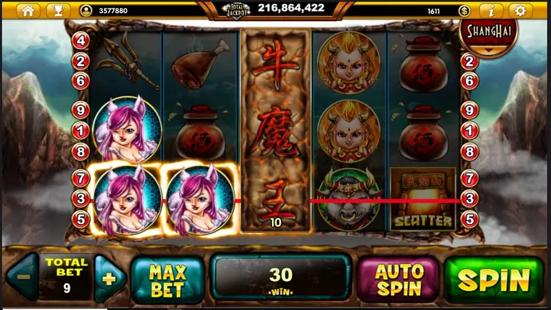 Evil King Ox free spins round in progress on the Live22 app