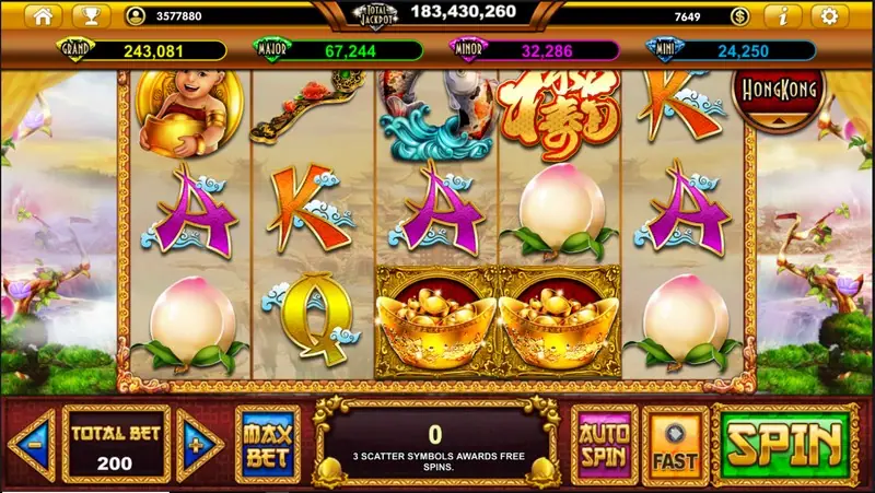 God of Three slot on Live22 with three deity figures above the reels