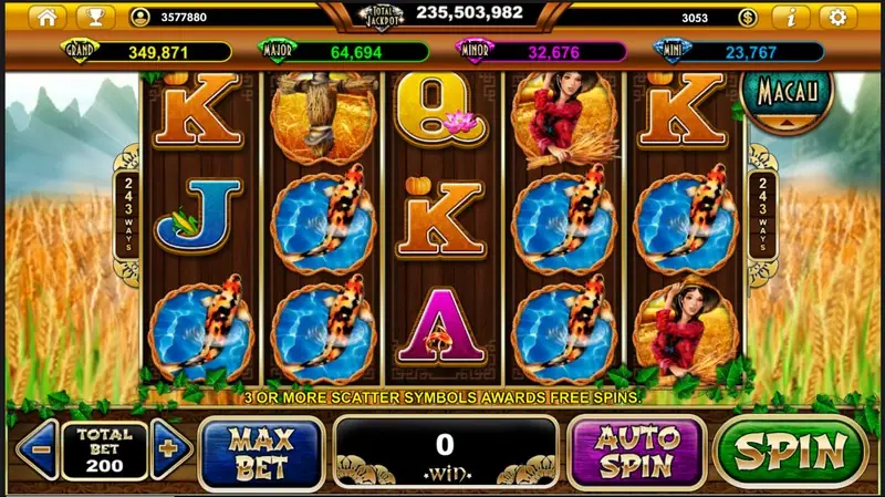 Golden Harvest slot on Live22 with golden fields behind the reels