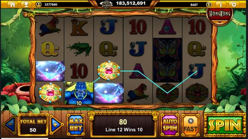 Gorillas Tribe five-reel grid with jungle and gorilla symbols
