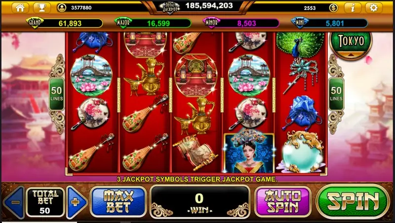 Imperial Chaise slot on Live22 with a palace princess and peacock