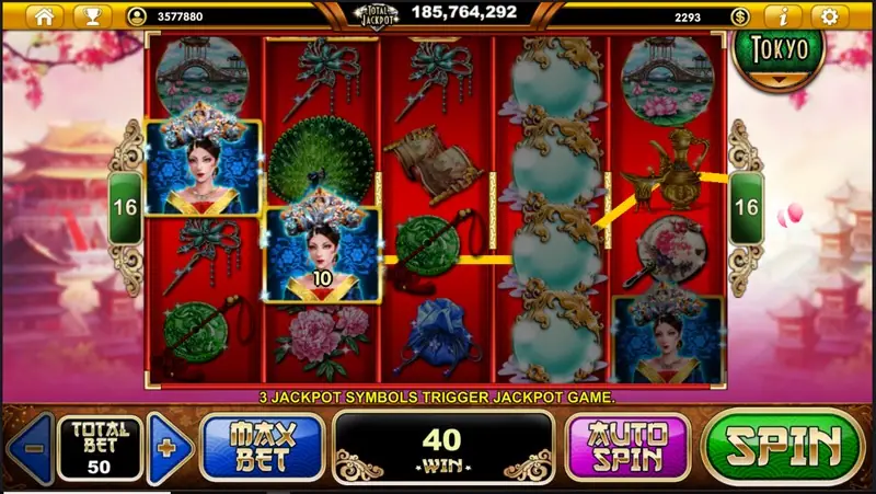 Imperial Chaise spin on the Live22 app with the garden background