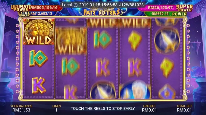 Fate Sisters bet settings showing coin value per line