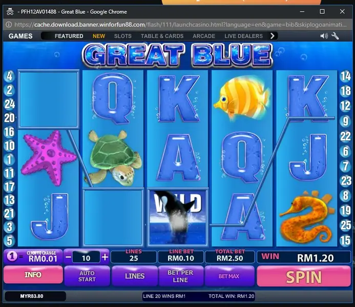 Great Blue free spins running with a multiplier active