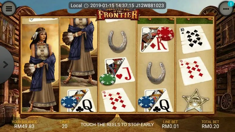 Heart of the Frontier reels with the three cowgirl character symbols