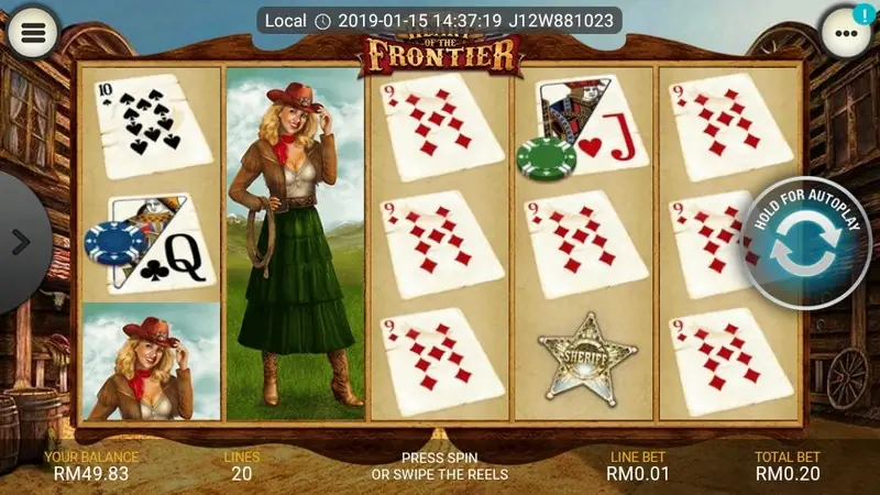 Heart of the Frontier paytable for the character symbols