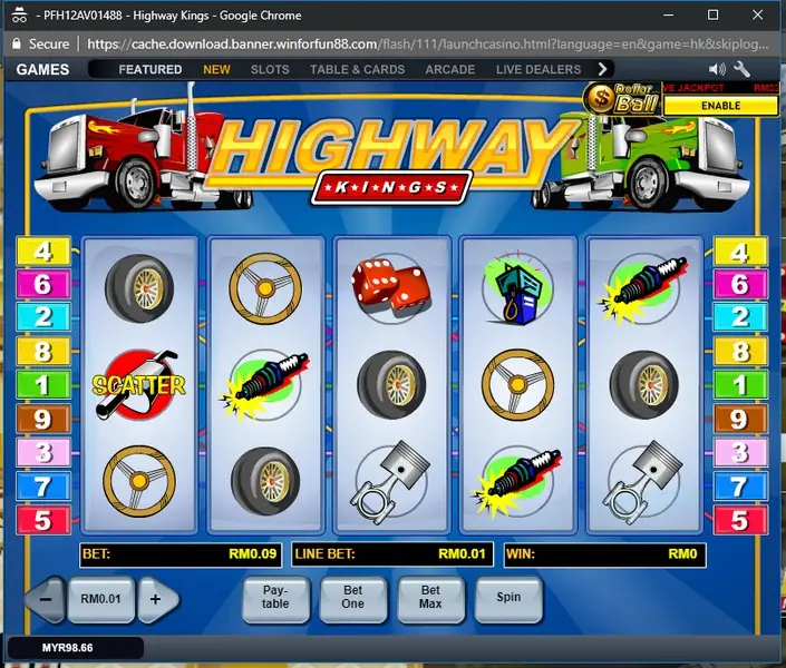 Highway Kings slot on LPE88 with big rig trucks on the reels