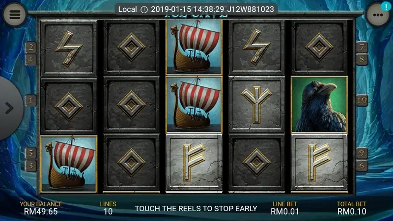 Ice Cave high-paying symbols with Thor, Fenrir and the longboat