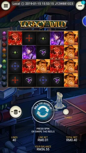 Legacy of the Wild reels with the green ogre and wizard symbols