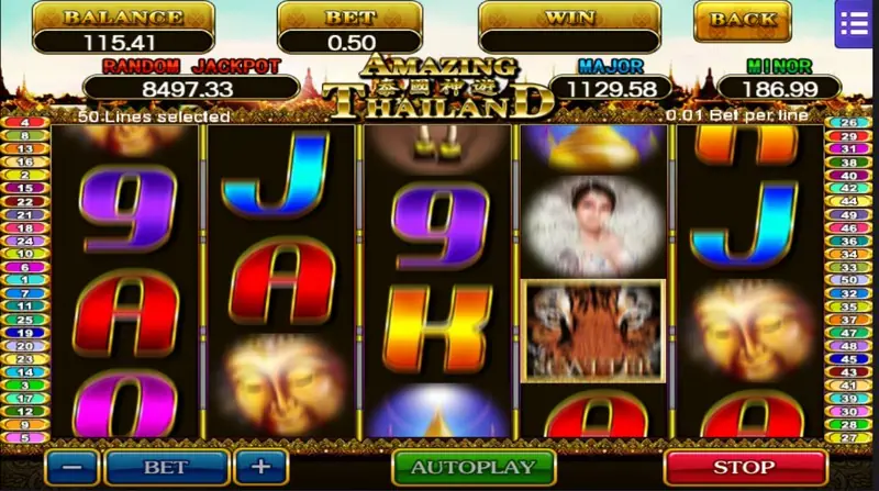 Amazing Thailand paytable listing symbol values
