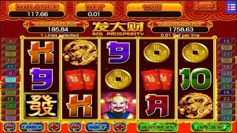 Big Prosperity wild symbol completing a payline