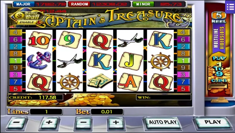 Captain's Treasure win screen showing a coin payout