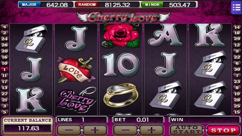 Cherry Love reels showing the male and female character symbols