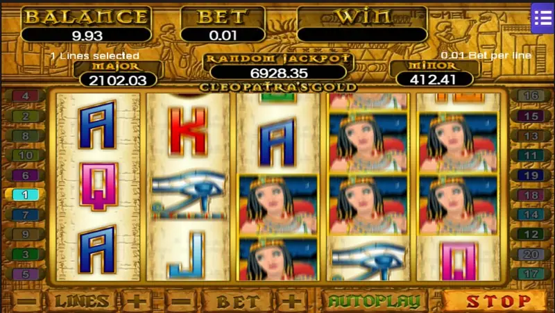 Cleopatra's Gold free spins feature triggered by scatters
