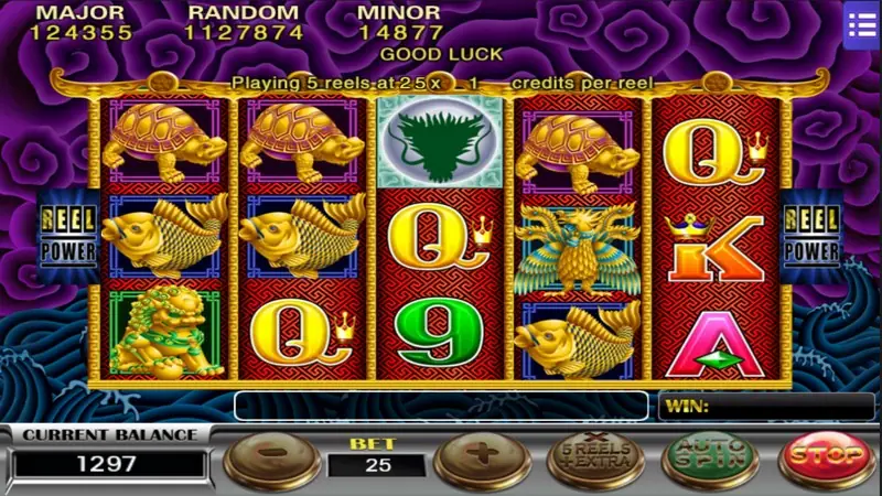 Five Dragons bet panel with the reel cost selector