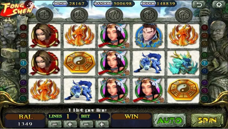 Fong Shen paytable with the yin yang payout