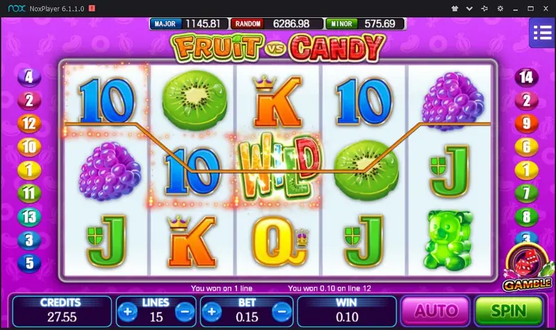 Fruit Vs Candy slot with fruit on one side and sweets on the other